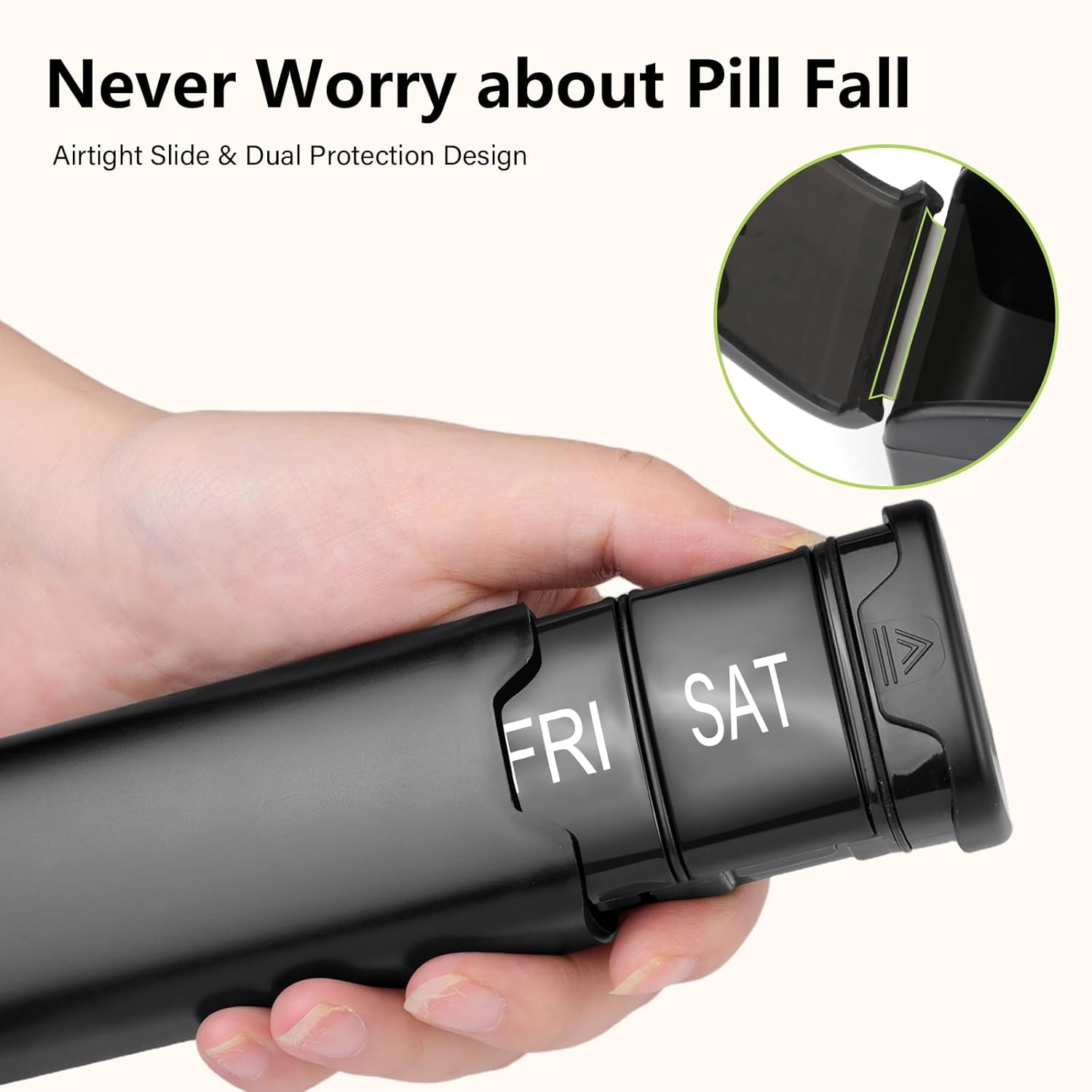 Weekly Pill Organizer 7 Day, Large Travel Safe Daily Pill Box, Moisture-Proof Vitamin Case Container w/Sleeve, Medicine Pill Holder Case for Supplement, Fish Oil, Dual Protection, Lightproof