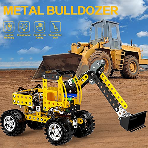 Image of Lucky Doug Stem Building Projects Toys for Kids Boys 8 9 10 11 12 Year Old, Metal Building Construction Model kit, Building Blocks DIY Toy