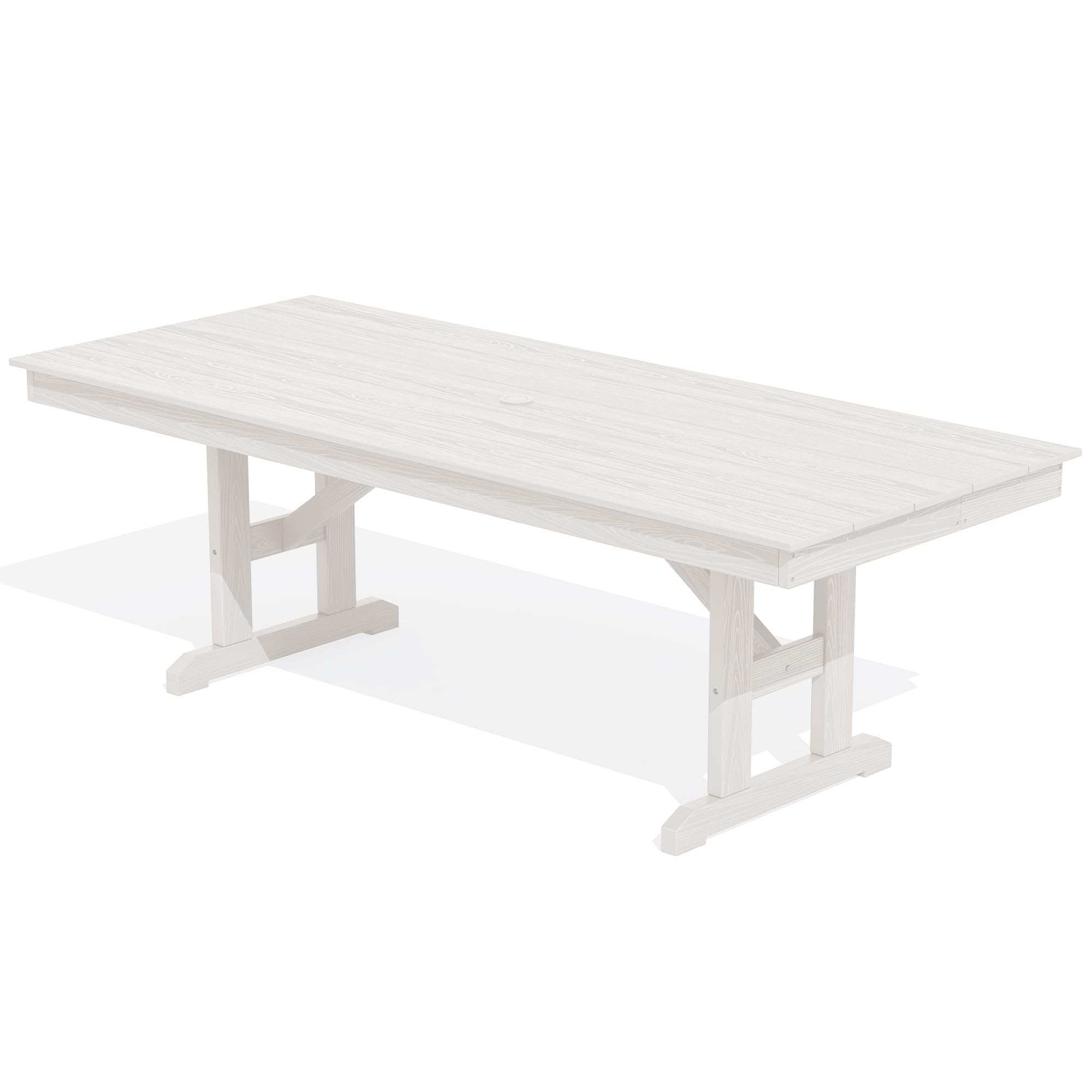 SERWALL Outdoor 84" HDPE Rectangular Dining Table for 6-8,All-Weather,White