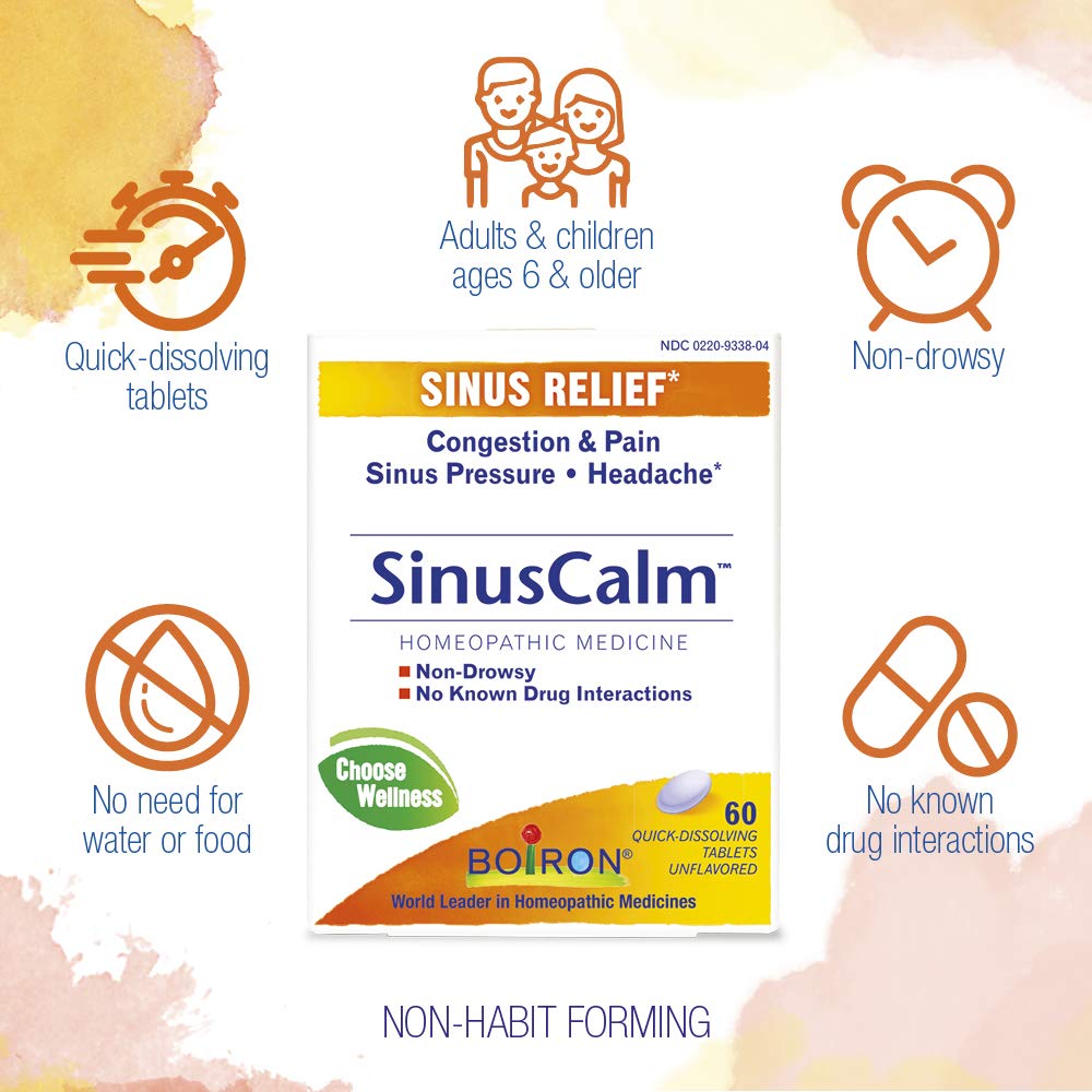 Boiron Sinuscalm Tablets for Sinus Pain Relief, Runny Nose, Congestion