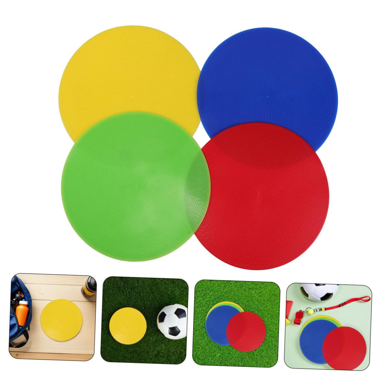 Mikikit Marqueurs à Disque Plat Visibilité Améliorée Lot de 8 en PVC Revêtement Anti-UV pour Entraînement de Football et Exercices D'agilité Sportive