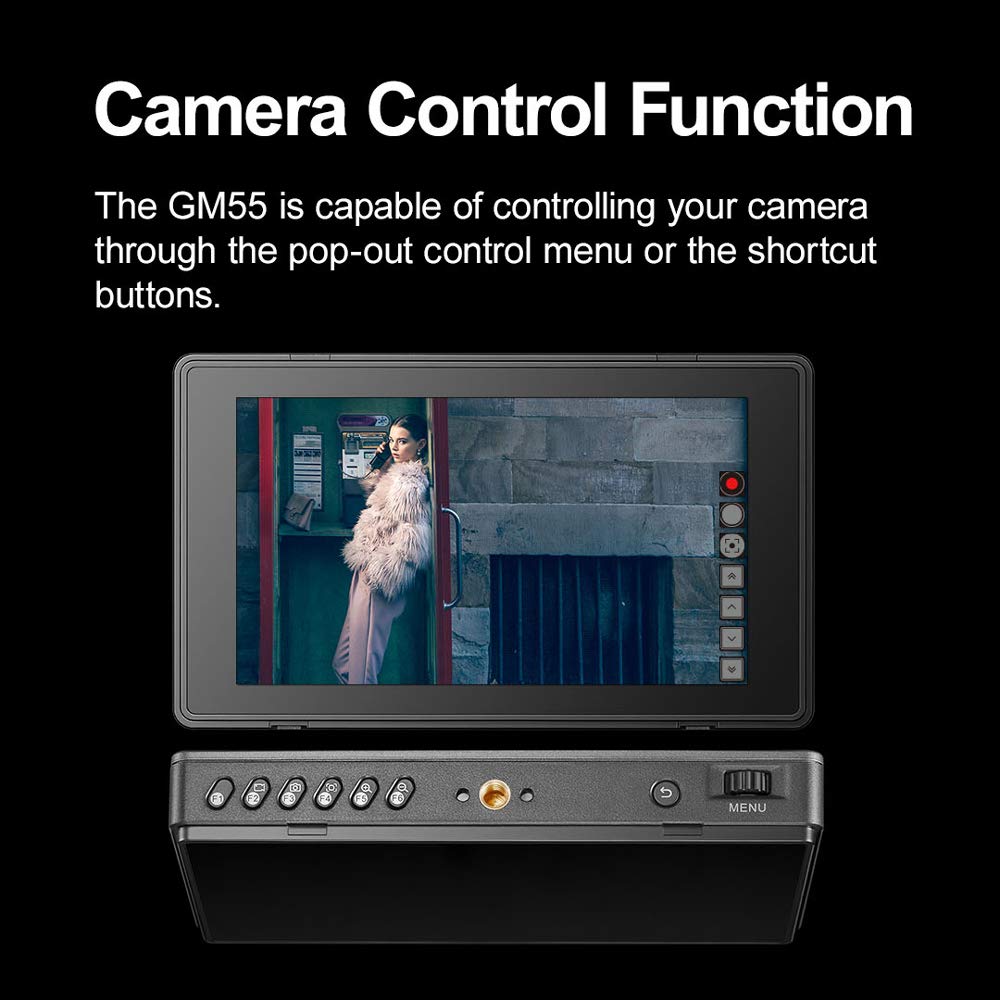 Godox GM55 5.5 Pouces sur Caméra, Moniteur IPS 4K HDMI Moniteur d'écran Tactile de Terrain pour appareils Photo Reflex numériques ILDC