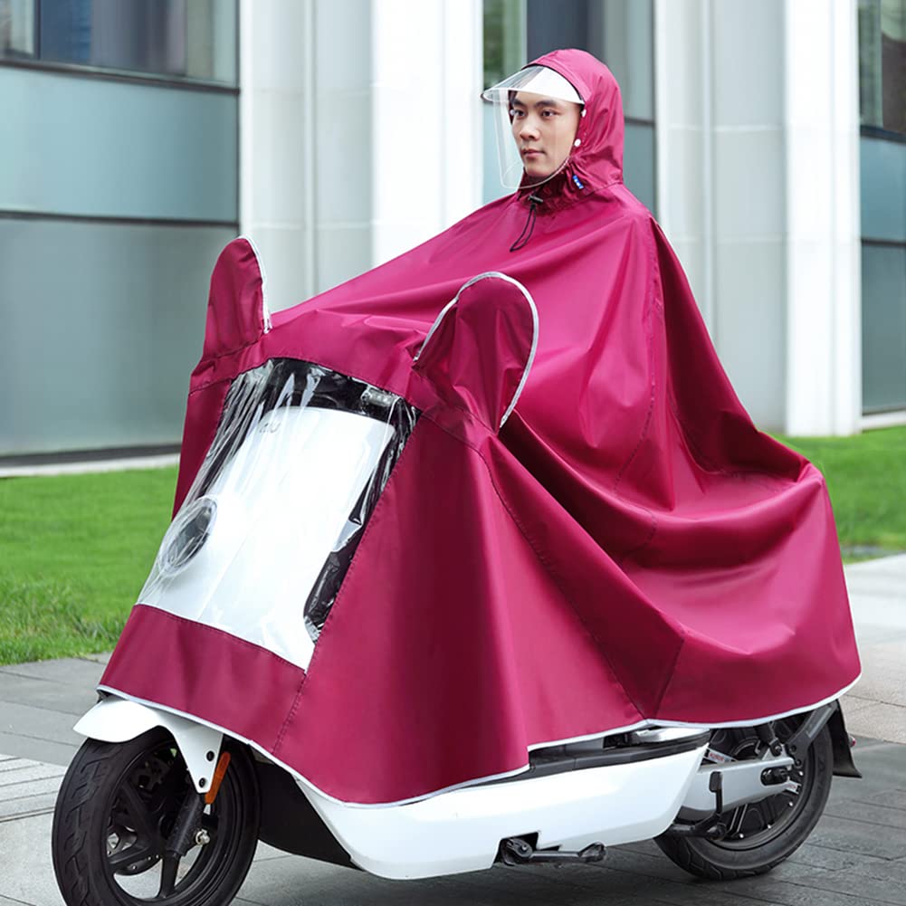KFGISD, Coat Mobility Scooter Motorcycle Raincoat Rain Cover Poncho Rainwear with Visor,Raincoats(Red,Single 5XL)