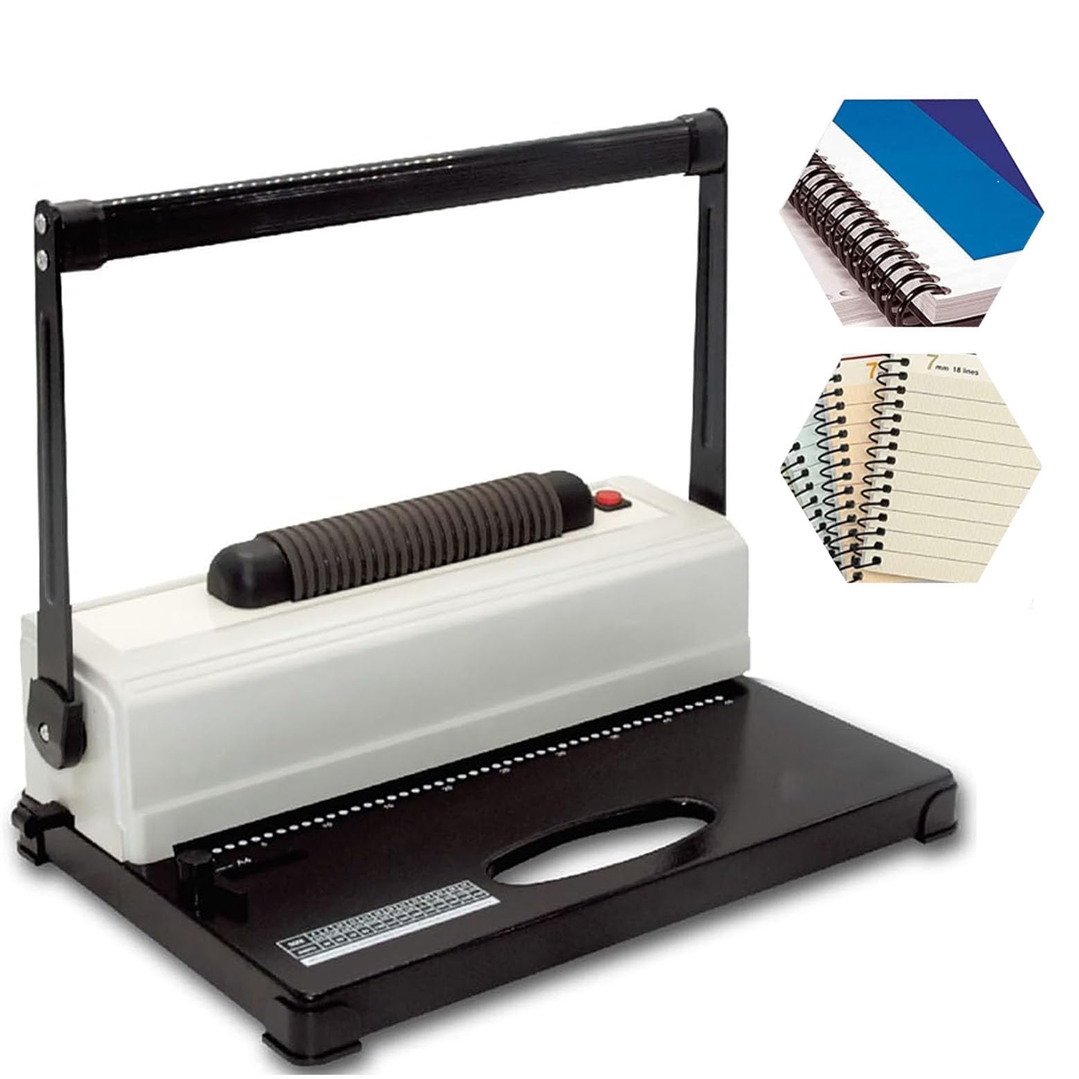 Relieuse à bobine électrique, perforatrice peigne à 46 trous, 3 marges de perforation, relie jusqu'à 250 feuilles, compatible avec papier format A4, LTR, A5 – Utilisation au bureau ou à la maison