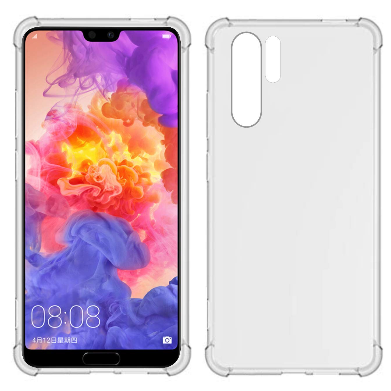 USTIYA TiYa Case for Huawei P30 Pro Clear TPU Four Corners Protective Cover Transparent Soft funda