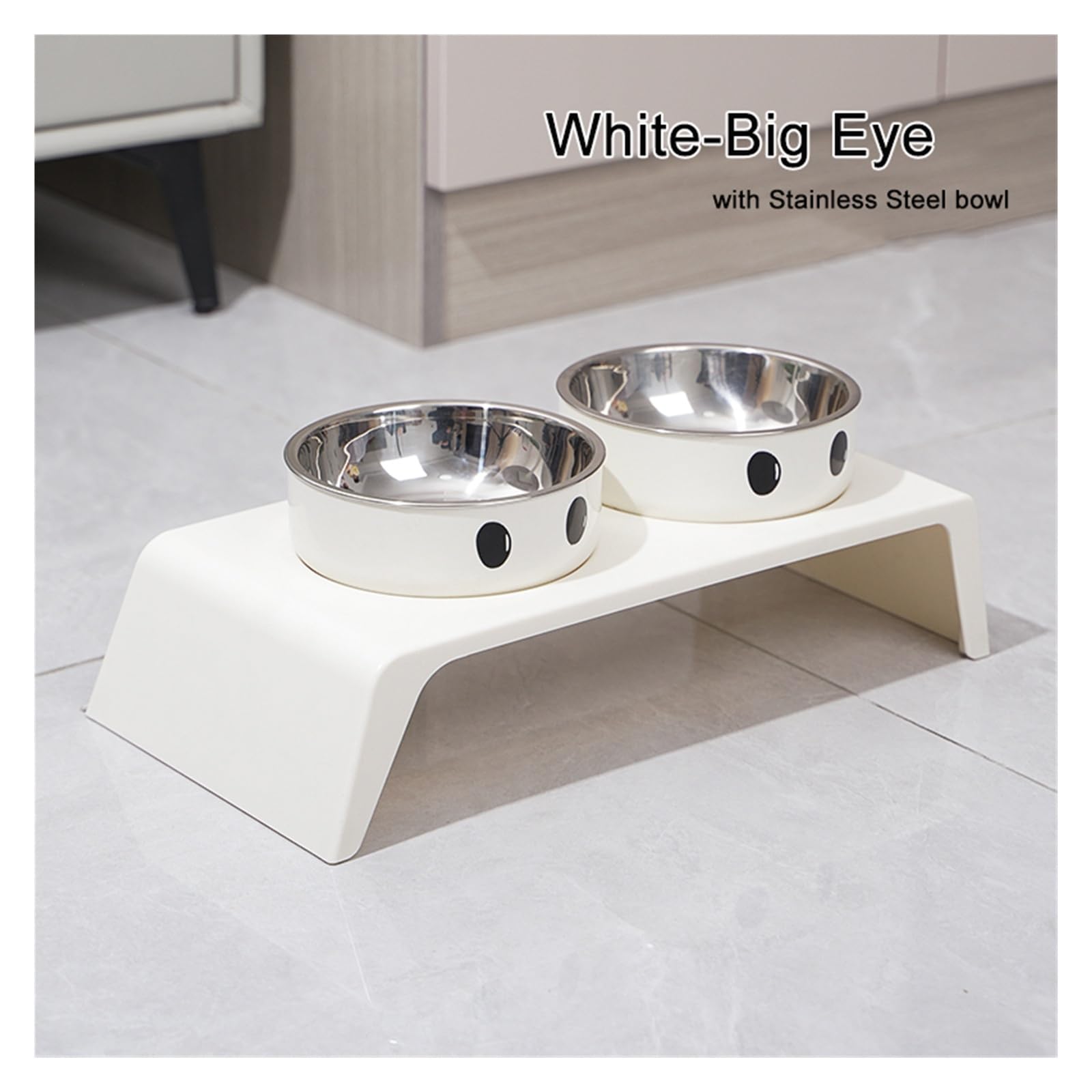 Set di ciotole for animali domestici rialzate in acciaio inossidabile - Doppia mangiatoia for cibo for cani rialzata(Big Eyes-B)