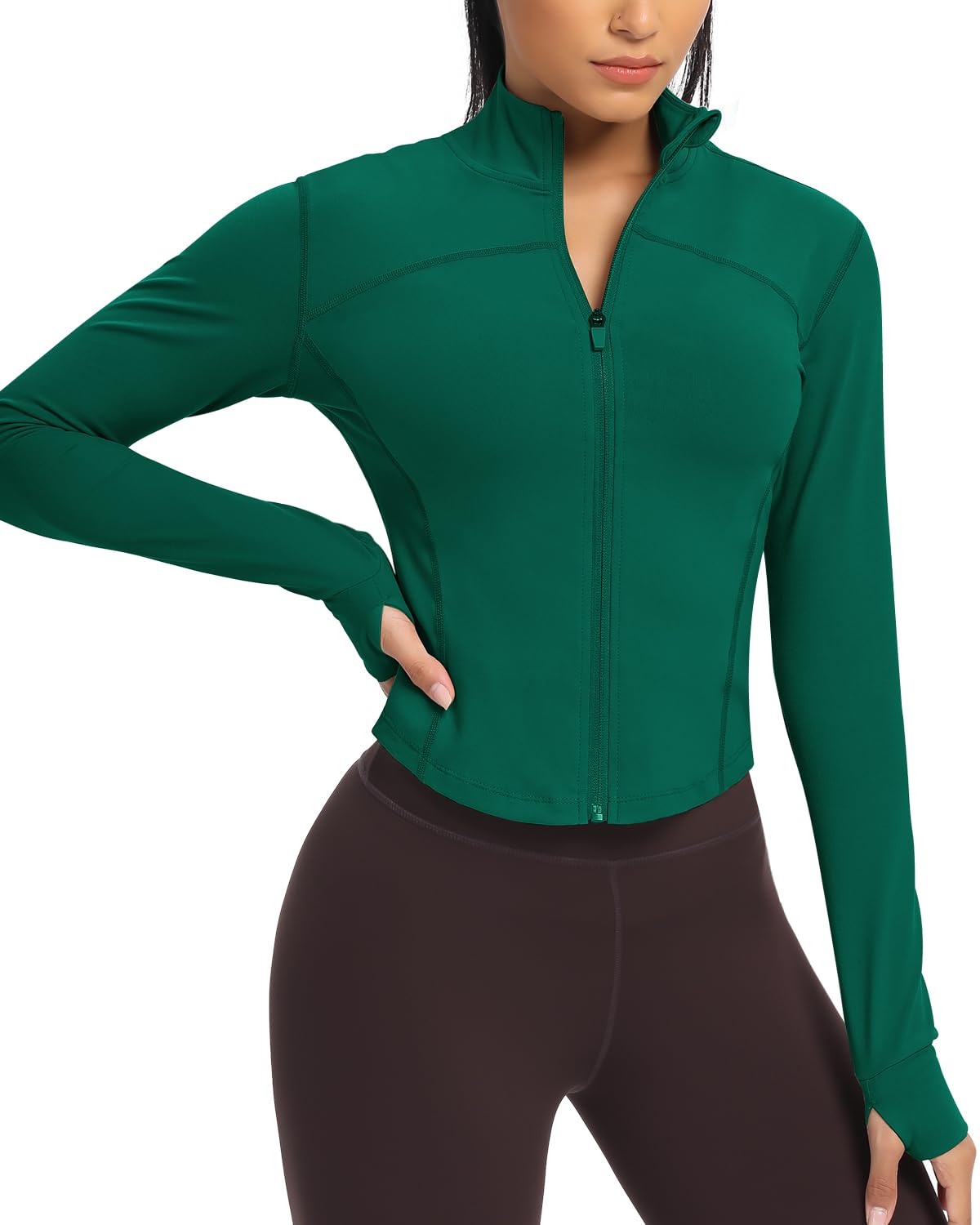QUEENIEKE damska kurtka do biegania slim fit i miękka w dotyku bluza sportowa z pełną boczną kieszenią na zamek błyskawiczny