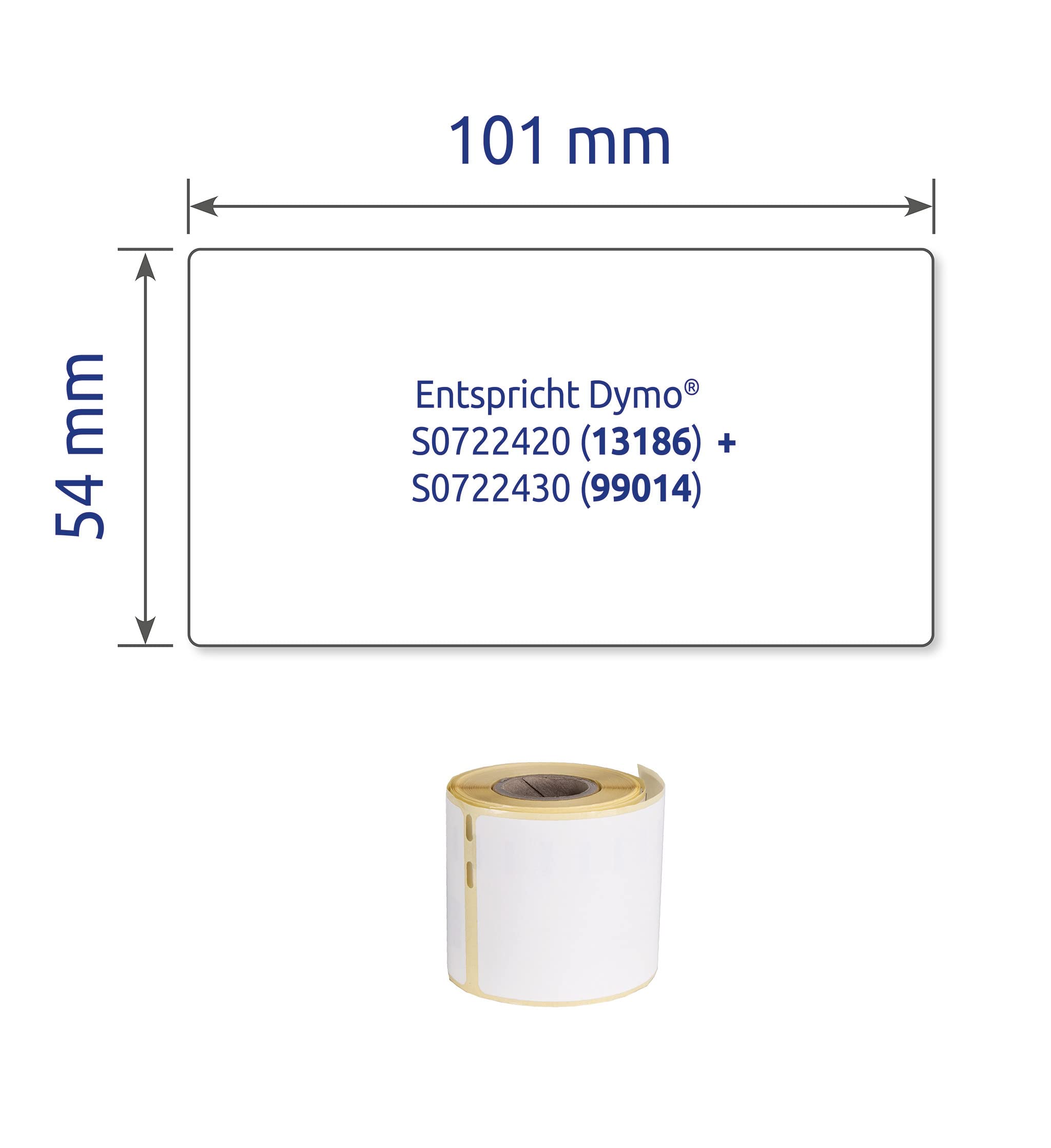 Avery Zweckform AS0722420 - Etichette autoadesive per spedizione, 2,640 adesivi, 54 x 101 mm, compatibili con Dymo LabelWriter, equivalente a S0722420/99014, 12 rotoli), colore: Bianco
