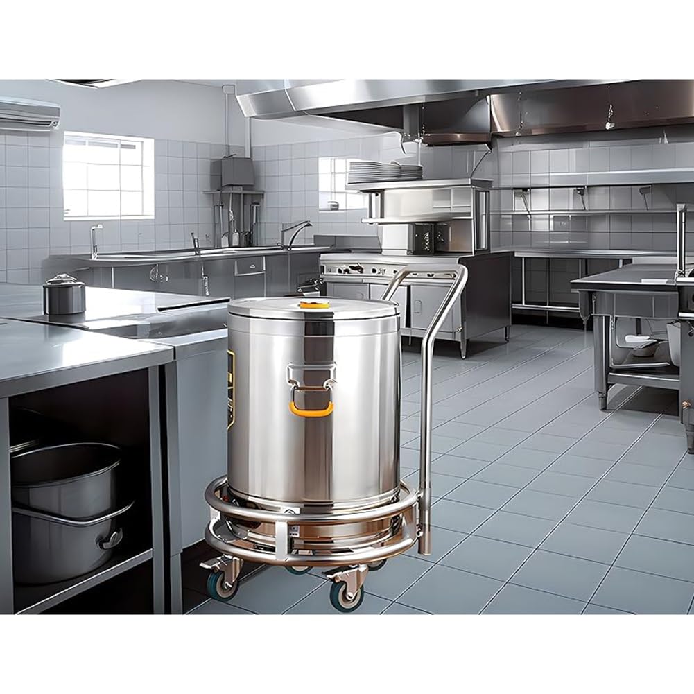 Carrello portavaso in acciaio inox con 5 ruote, per mensa, ristorante, supporto mobile per vasi di fiori/servizi alimentari (52 cm)