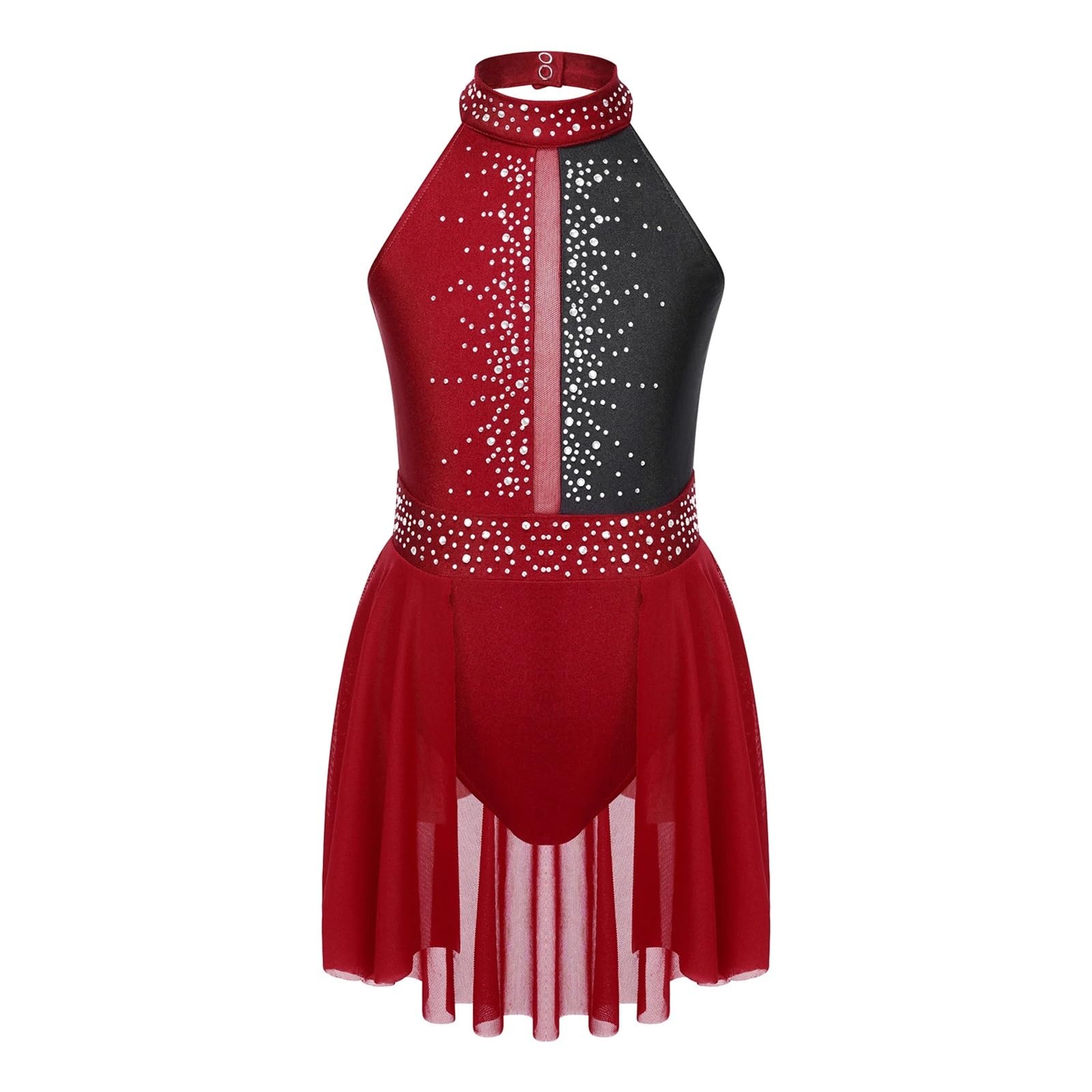 Vestido Patinaje Artistico Vestido de patinaje sobre hielo for niñas, leotardo de gimnasia con diamantes de imitación brillantes, vestido de patinaje artístico sin espalda, traje de baile lírico for n