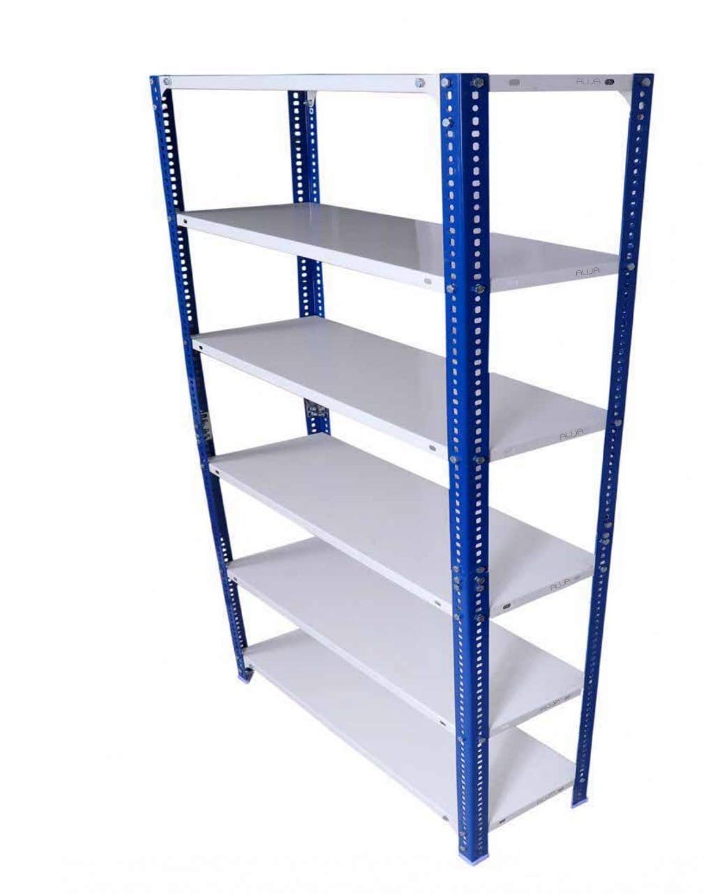 VISHVA Metal Slotted Angle Rack Shelving Unit Multipurpose Storage Rack (Ivory-Blue) (6 Shelf, 78 x 47 x 12 inch)(22 Gauge Shelves,16 Gauge Angles)