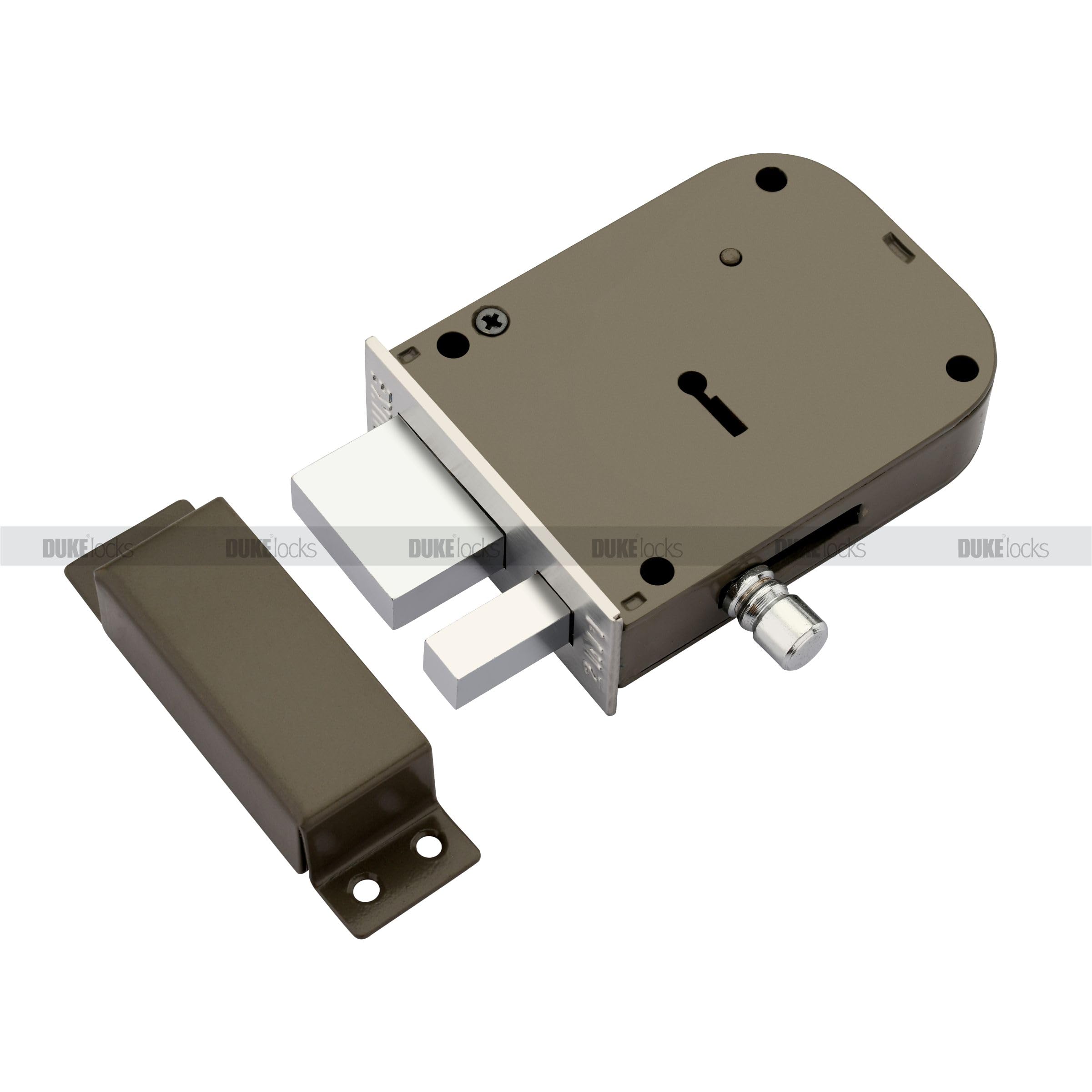 DUKE Door Lock Dyna 2-1 Heavy Main Door Lock with One Solid Hudka and Latch 6 Levers 100mm Double Action Locking with 2 Chrome Finish Keys — Amazon image 4