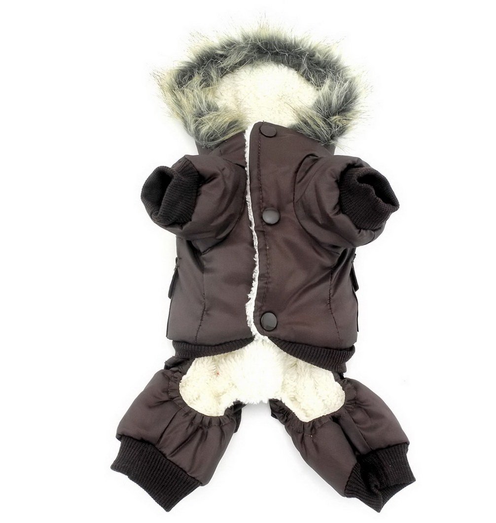 Combinaison de Neige imperméable à Capuche pour Chien - Manteau d'hiver doublé en Polaire pour Animal Domestique - Vêtements rembourrés en Coton pour Chiot - Veste d'aviateur à Capuche pour