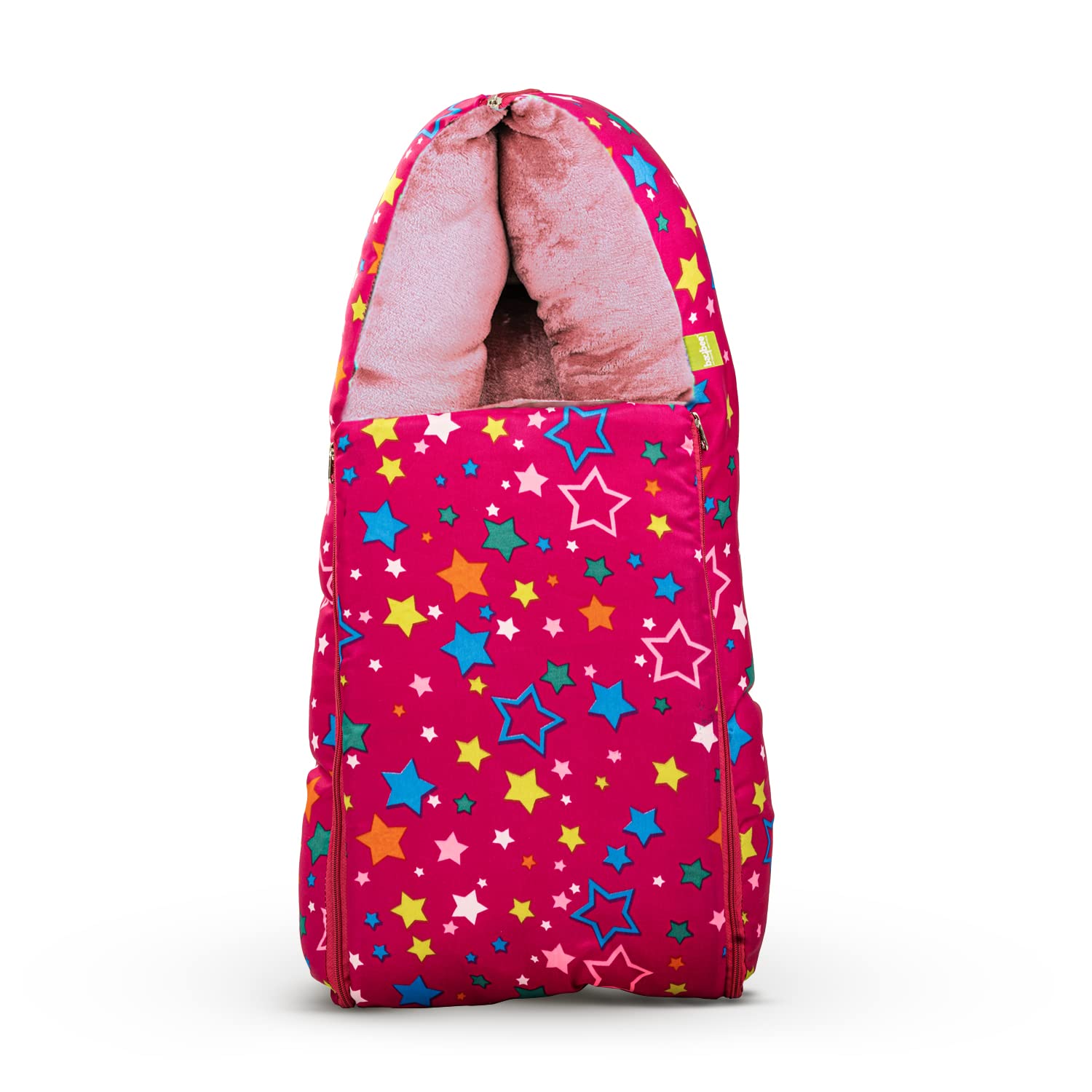 Baybee 3 in 1 Velvet Cotton Baby Bed Cum Carry Bed, Printed Baby Sleeping Bag-Baby Bed-Infant Portable Bassinet-Nest for Co-Sleeping Baby Bedding for New Born 0-6 Months Boy Girl (Pink)