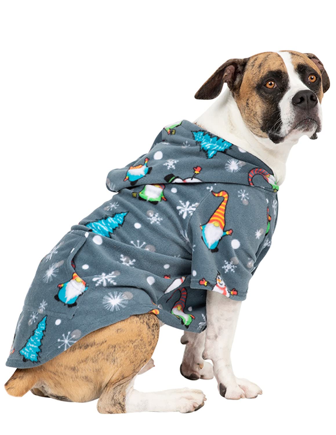 Pet Pjs - Merry Gnomes Pet Pjs Fleece Hoodie Sweaters - XLarge (Fits Up to 75 lbs)