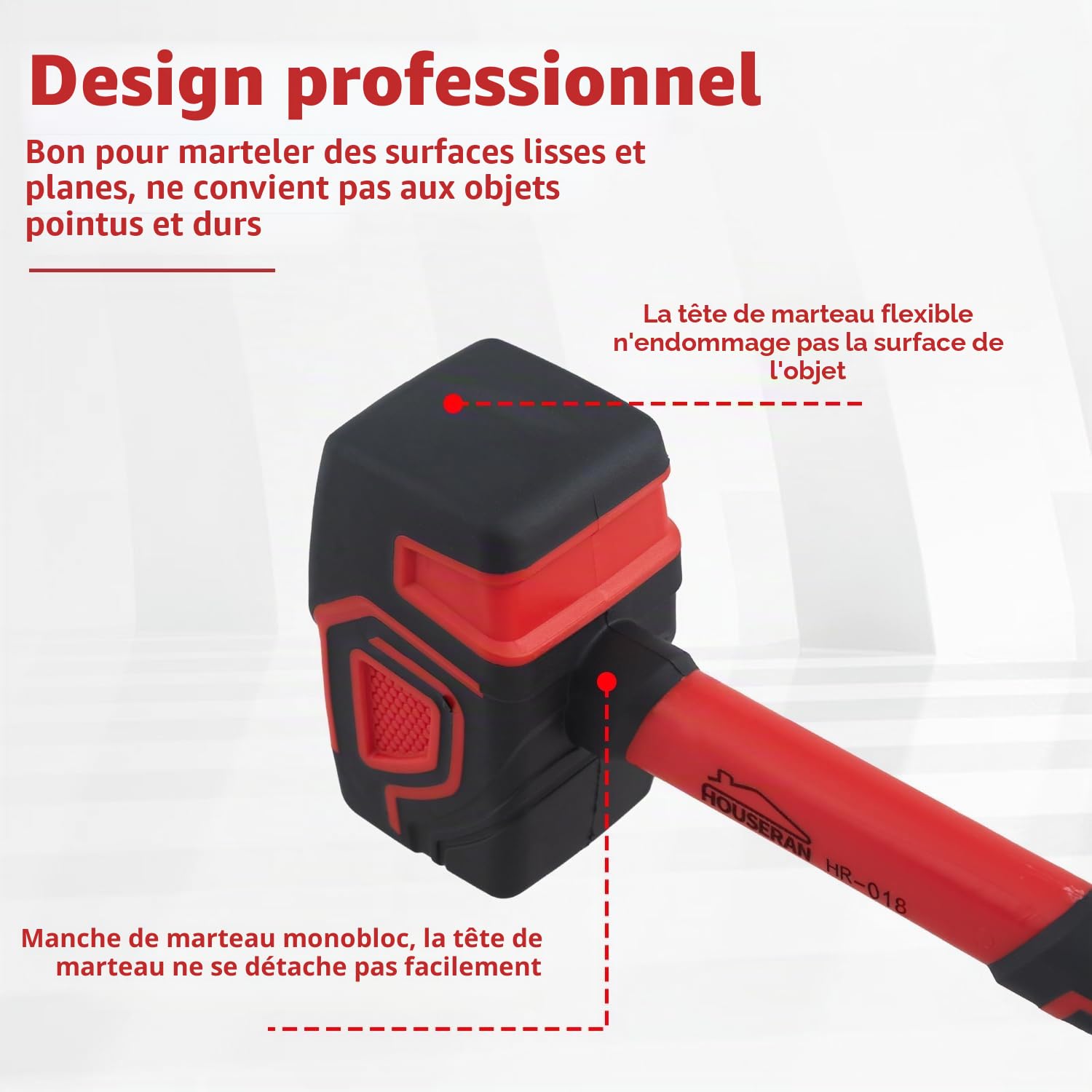Marteau en Caoutchouc, lot de 3, 350g, 560g et 1100g, Maillet de Pavage pour Le Travail du Bois, le Revêtement de Sol, Les Projets de Bricolage et L'aménagement paysager