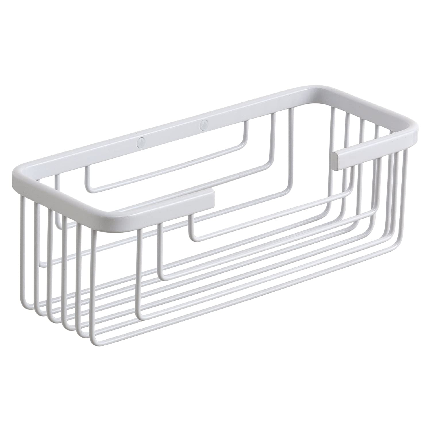 Gedy | Portaoggetti Doccia Rettangolare in Filo Bianco e Acciaio Inox, Dimensioni 8,6 x 25,2 x 10,2 cm e Peso 0,49 kg