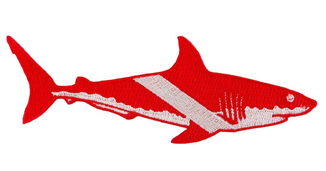 Great White Shark Diver Down Flag Patch Embroidered Iron On Scuba Diving Emblem Souvenir