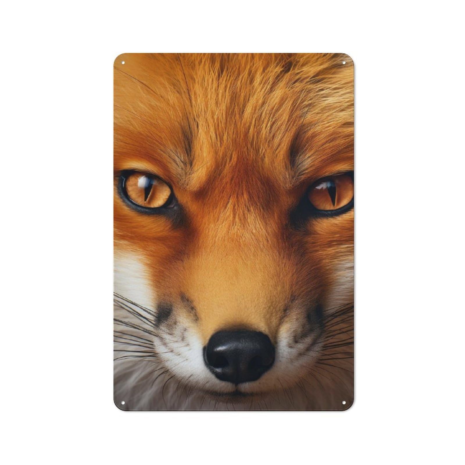 Junmoney Fox Close Up Photography Vintage Metal Plaque 30X20cm For Man Cave Or Games Room, For An Autumn Update To Man Cave And Games Room