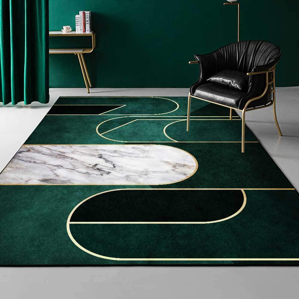 Area Rugs Modern Indoor Rug Large Living Room Carpet for Bedroom, Nursery, and Kids Playroom Decor Modern Geometric Green 160 x 230 cm