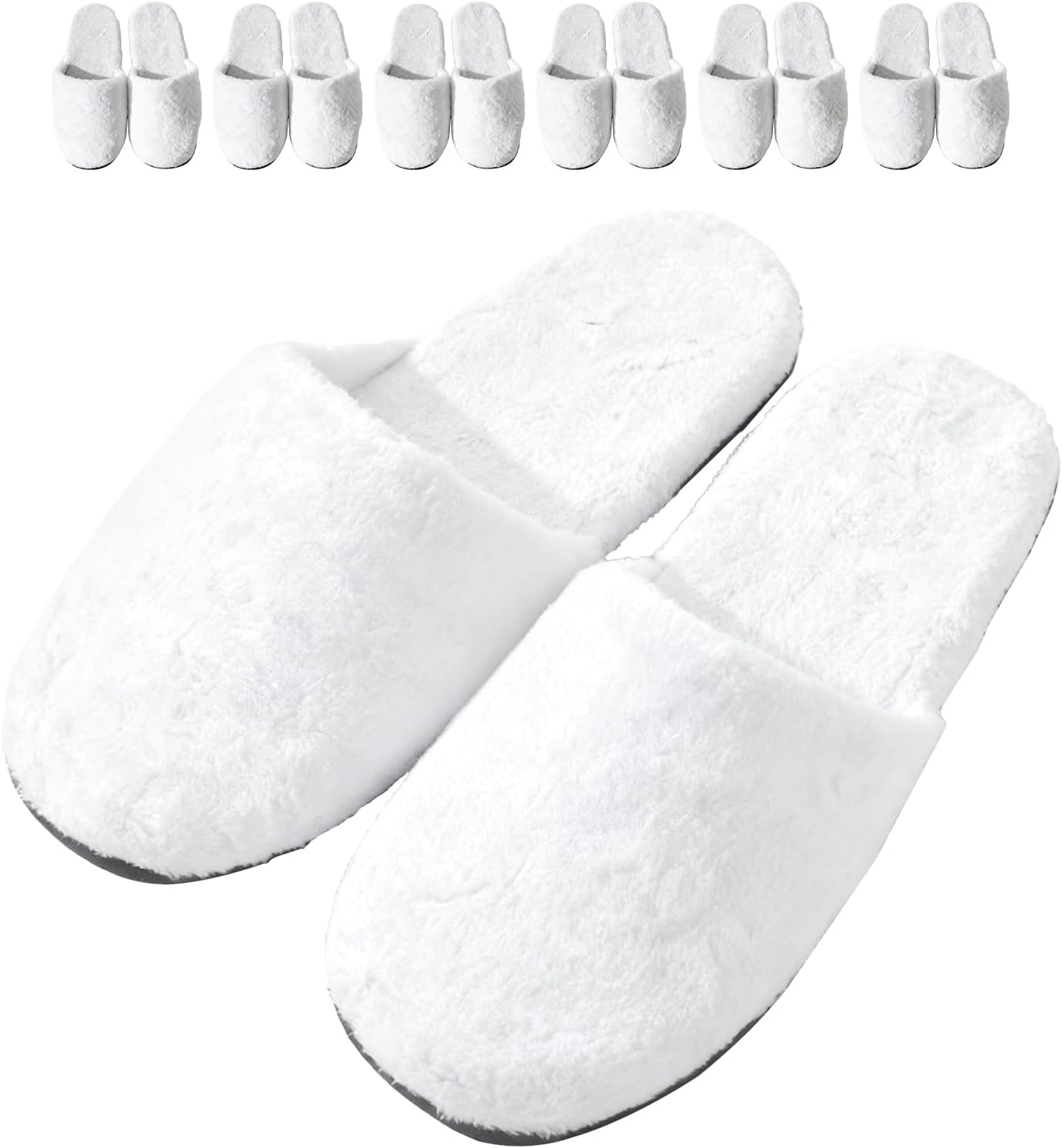 6 Pairs Ultra-Soft Hotel Slippers, Non-slip Closed Toe Washable Guest Slippers, Man & Woman Individually Wrapped Disposable Cotton SPA Slippers for Shoeless Homes, Parties or Commercial