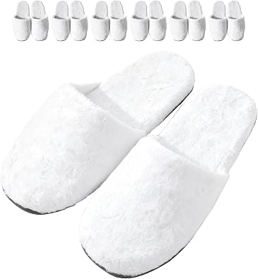 6 Pairs Ultra-Soft Hotel Slippers, Non-slip Closed Toe Washable Guest Slippers, Man & Woman Individually Wrapped Disposable Cotton SPA Slippers for Shoeless Homes, Parties or Commercial