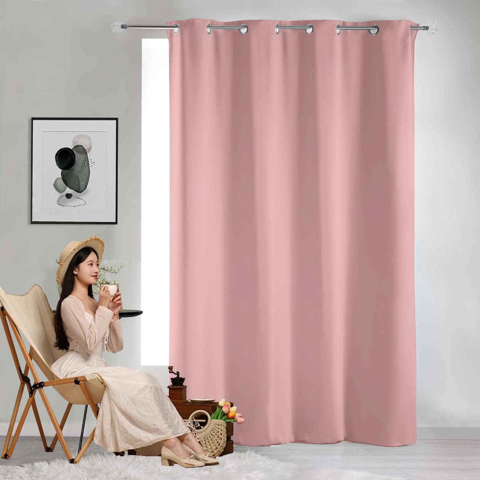 GAIFNAG Curtains Kitchen Curtains 160 x 60 cm Thermal Insulated & Noise Reducing, Facile da Installare Bedroom Thermal Curtains for Bedroom and Living Room, Pink — image 1