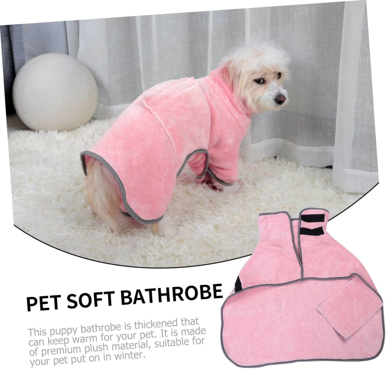 Toddmomy 3 Pièces Peignoir pour Chien de Bain pour Chien Serviette pour Chien Super absorbante Peignoir Chiot Absorbant Robe de séchage pour Animaux de Compagnie Rose