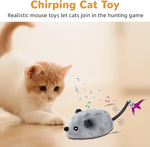 Miniatura 3 de Juguetes interactivos para gatos, juguete de ratón falso para gatos en movimiento con sensor automático, juguete de ratón para gatos con sonido