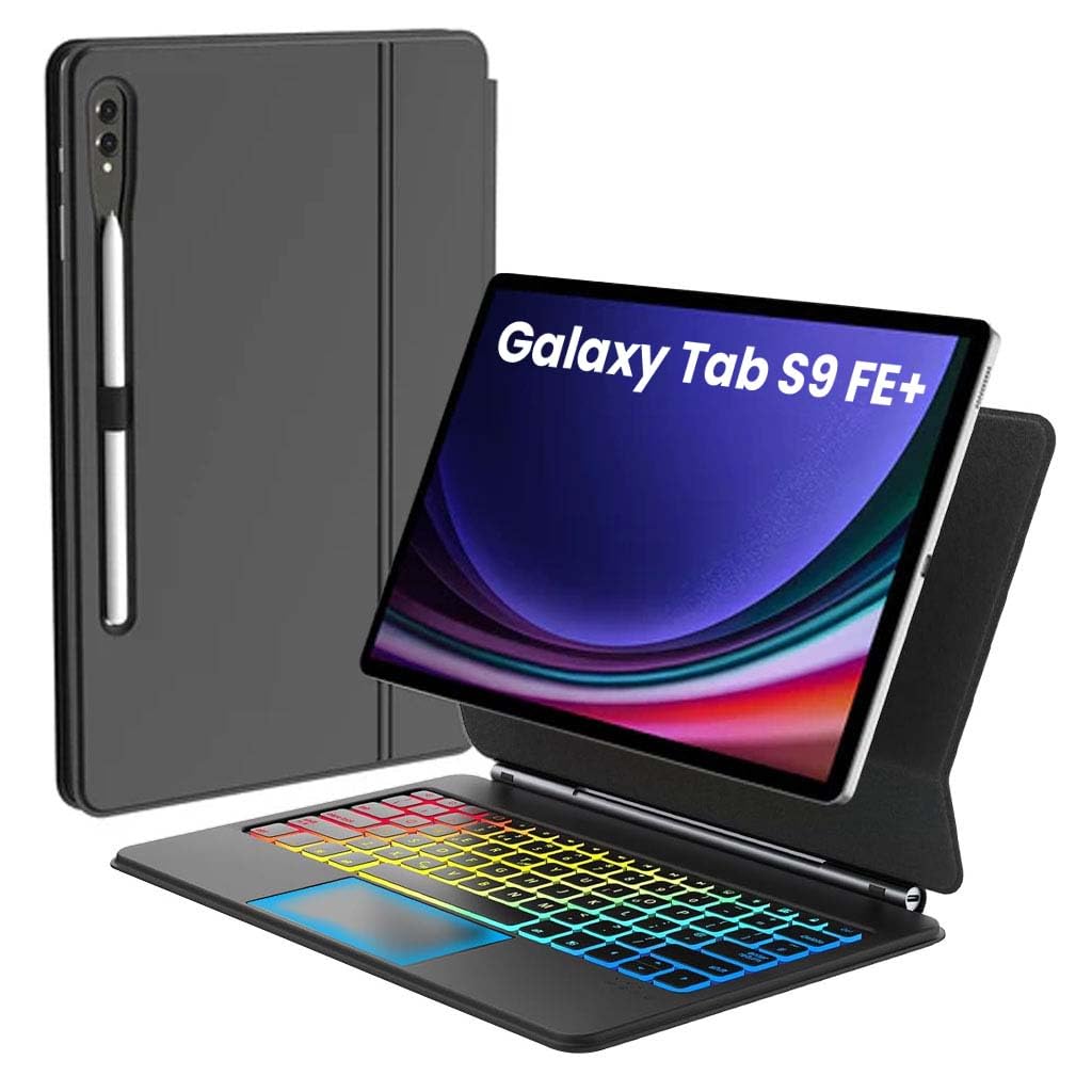 Magic Style Magnetic Keyboard Case for Samsng Galaxy Tab S10 Plus/S9+ Plus/S9 FE+ /S8+ /S7+ /S7 FE Plus Cover with Trackpad, 7 Color Backlit, Floating Cantilever Magnetic Stand, S Pen Holder