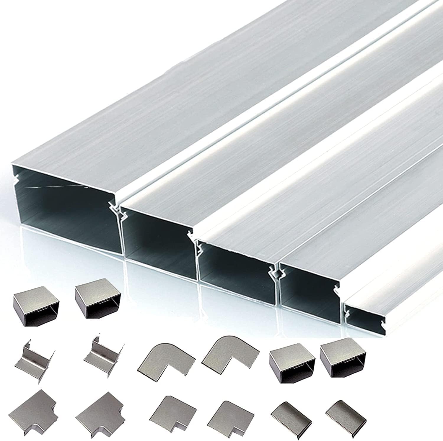 Canalina per cavi in metallo, 5 m, sistema di canalizzazione per cavi durevole, per casa/ufficio, soluzione di gestione dei cavi per interni ed esterni (80 x 40 mm)