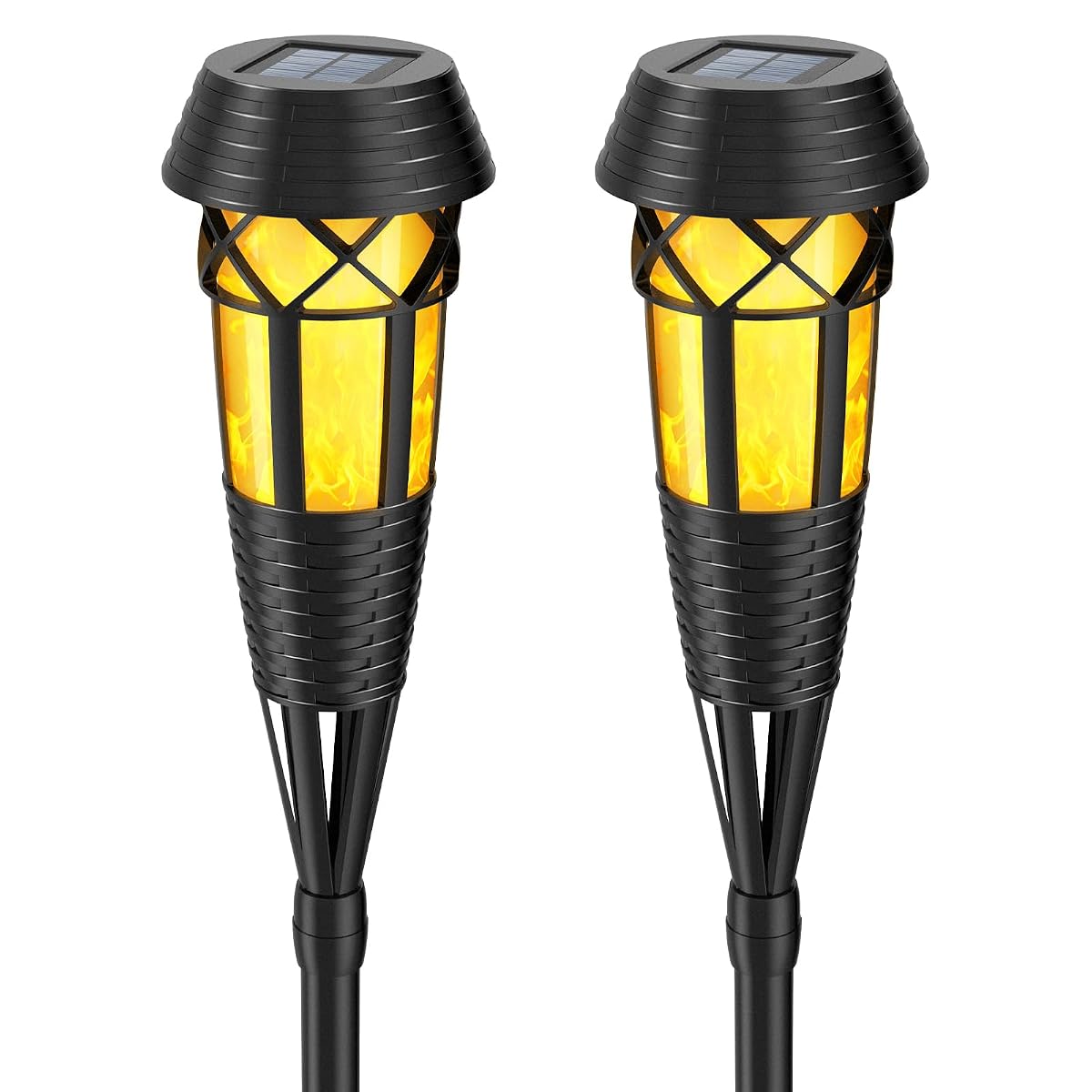 Evelynsun Solar Garden Lights - Flickering Flames Torch - Waterproof - 2 Pack -