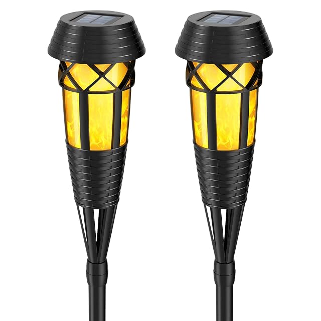 Flickering Flames Torch Light Solar Garden Lights Waterproof Landscape Lighting - 2 Pack