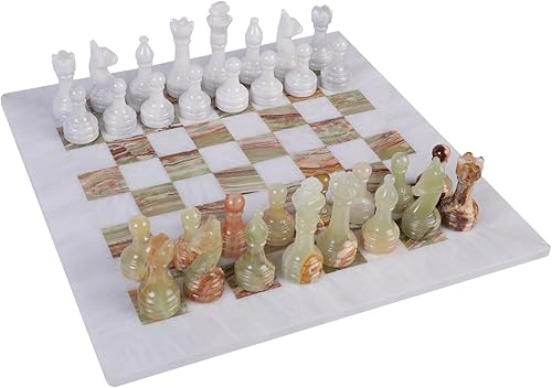 Miniatura 6 de Juego de ajedrez de lujo de 15 pulgadas, tableros de ajedrez clásicos para adultos con tablero de piedra hecho a mano y piezas de ajedrez de mármol,