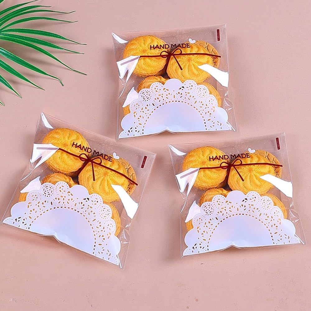 Self Adhesive Treat Bags Cellophane Cookie Bags, 5.5x5.5