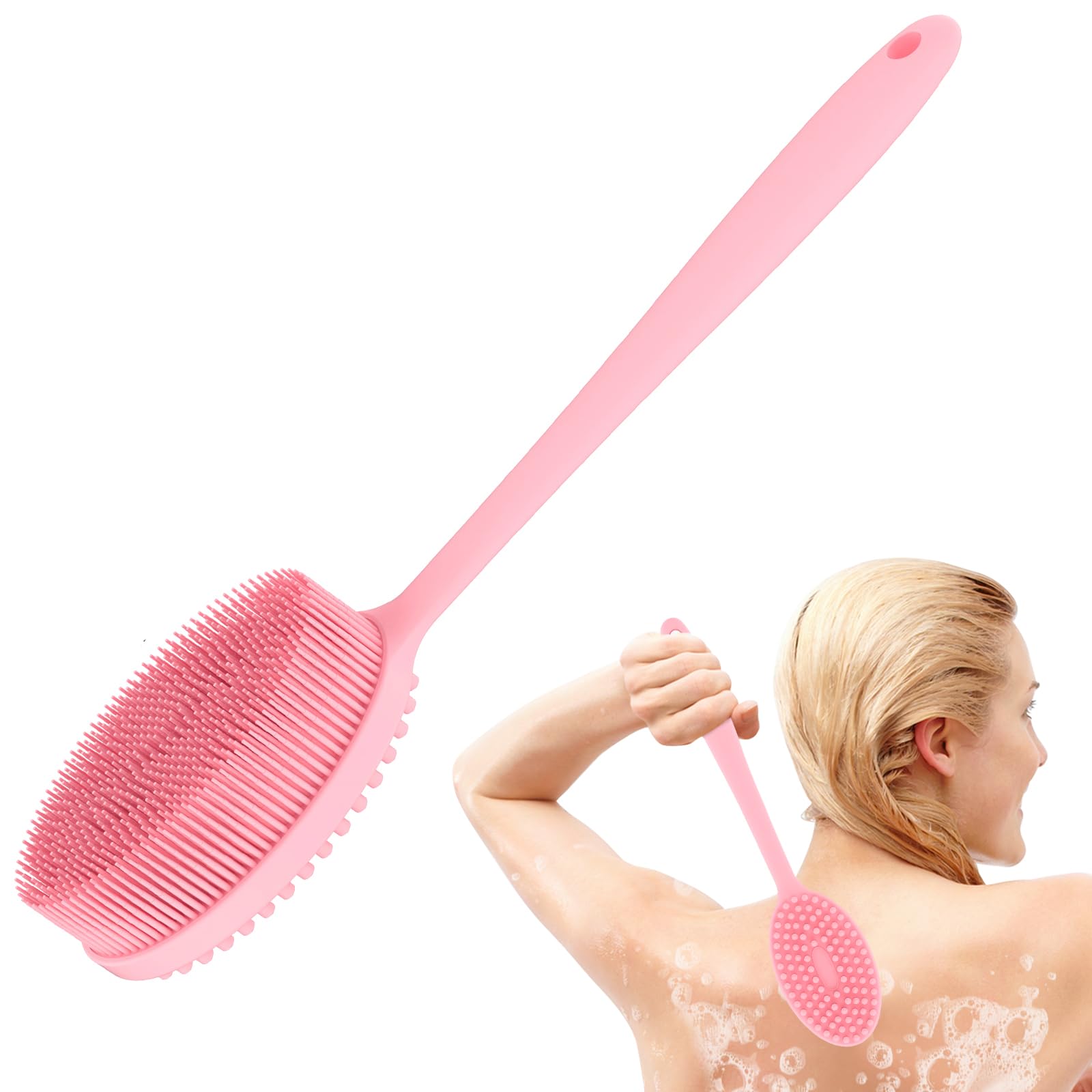 MateeyLifeSilicone Body Scrubber Exfoliator with Handle, Gentle Back Scrubber for Shower, Shower Brush for Body, Bath Back Brush for Shower, Silicone Loofah Body Scrubber, Bath Scrubber for Body