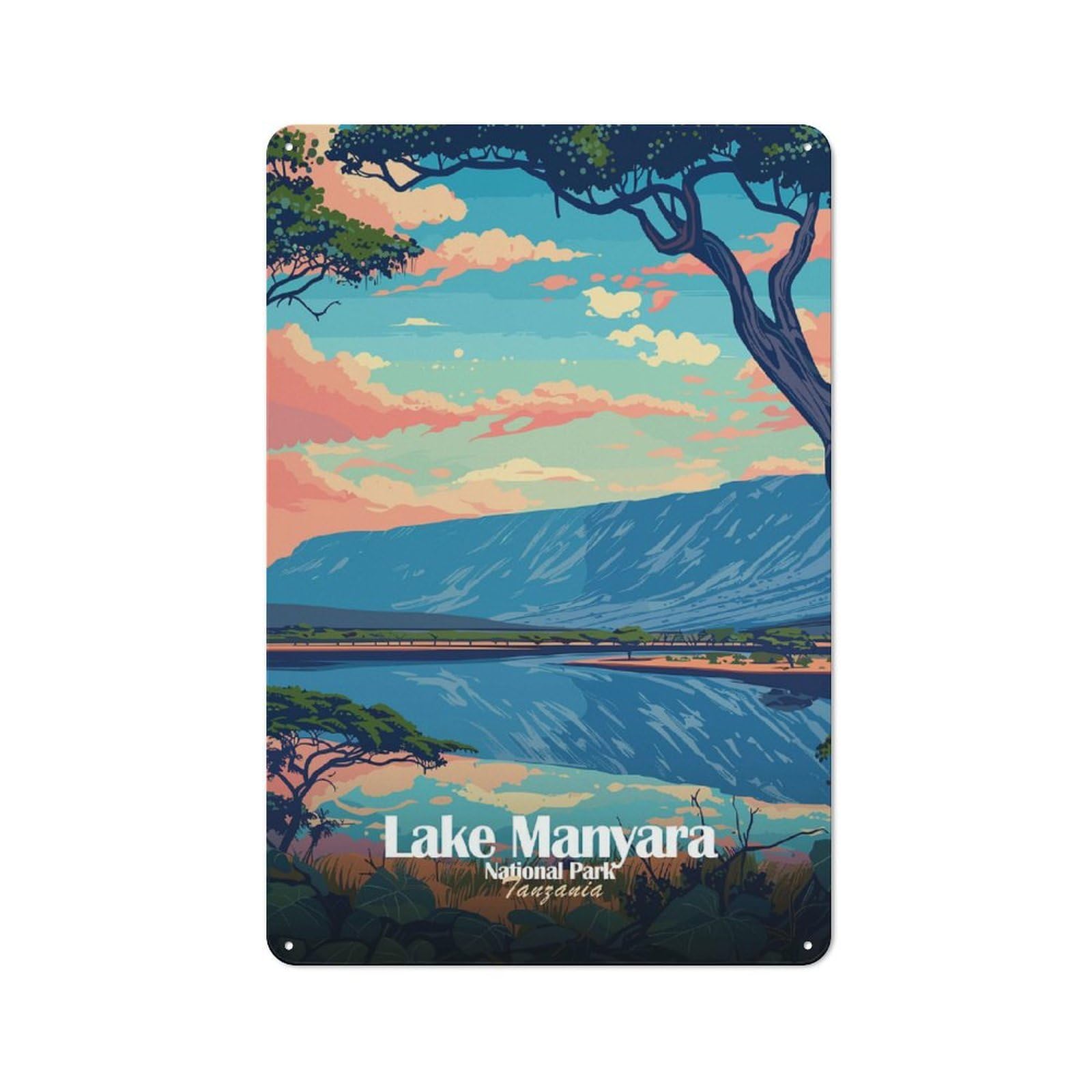 Junmoney Style-2 Casual Lake Manyara National Park, Tanzania Shed Metal Sign 30X20cm, Shed Wall Decor For Greenhouse, Garden Room, Cafe Or Entryway