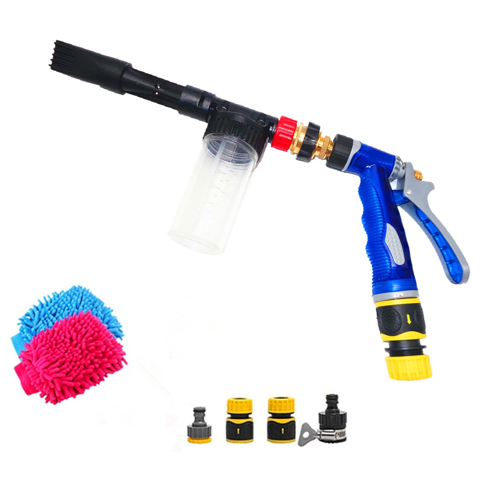 Samochodowy pistolet natryskowy piankowy pistolet do czyszczenia samochodu 2 w 1 dysza ręczna 2 w 1 z funkcjonalną dyszą i 2 różnymi złączami pistolet piankowy 100 ml narzędzie do czyszczenia samochodów ogrodów itp