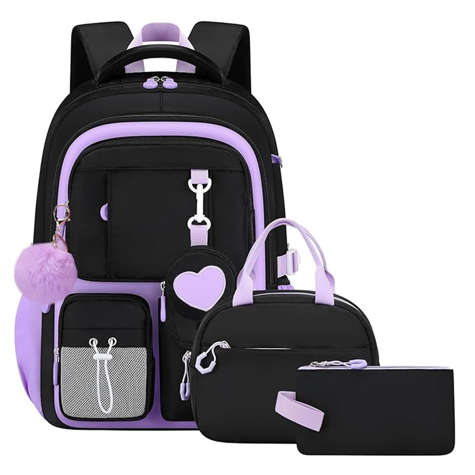 Amythe Set 4 Pezzi Zaino Ragazza 3a-7a Elementare Scuola Viaggio