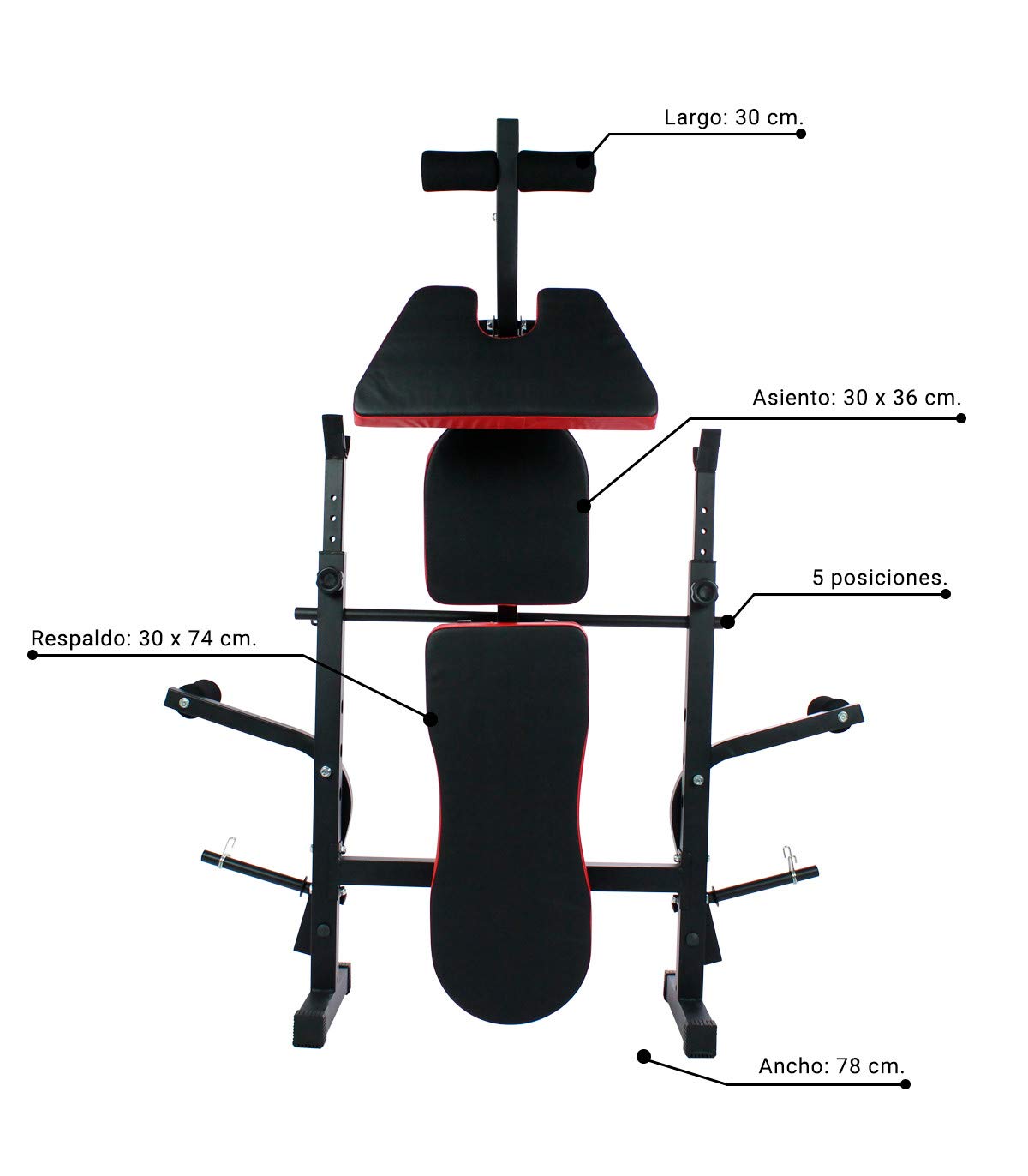 Banco De Musculación Multifunción Con Soporte Para Barras Y Pupitre