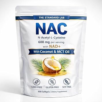 The Standard Lab NAC 600mg with NAD+ Daily Complex, 300 Softgels
