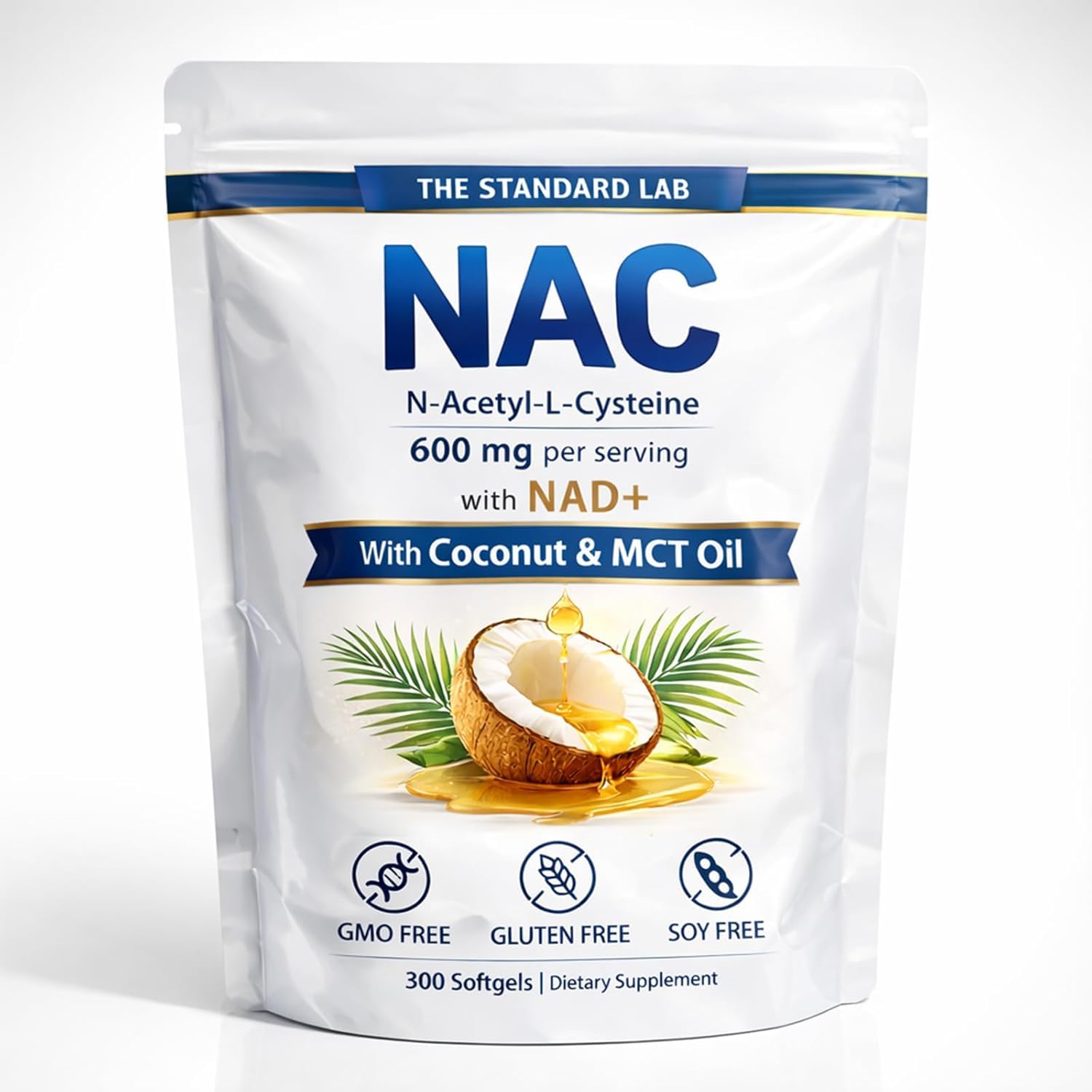 The Standard Lab NAC 600mg with NAD+ Daily Complex, 300 Softgels
