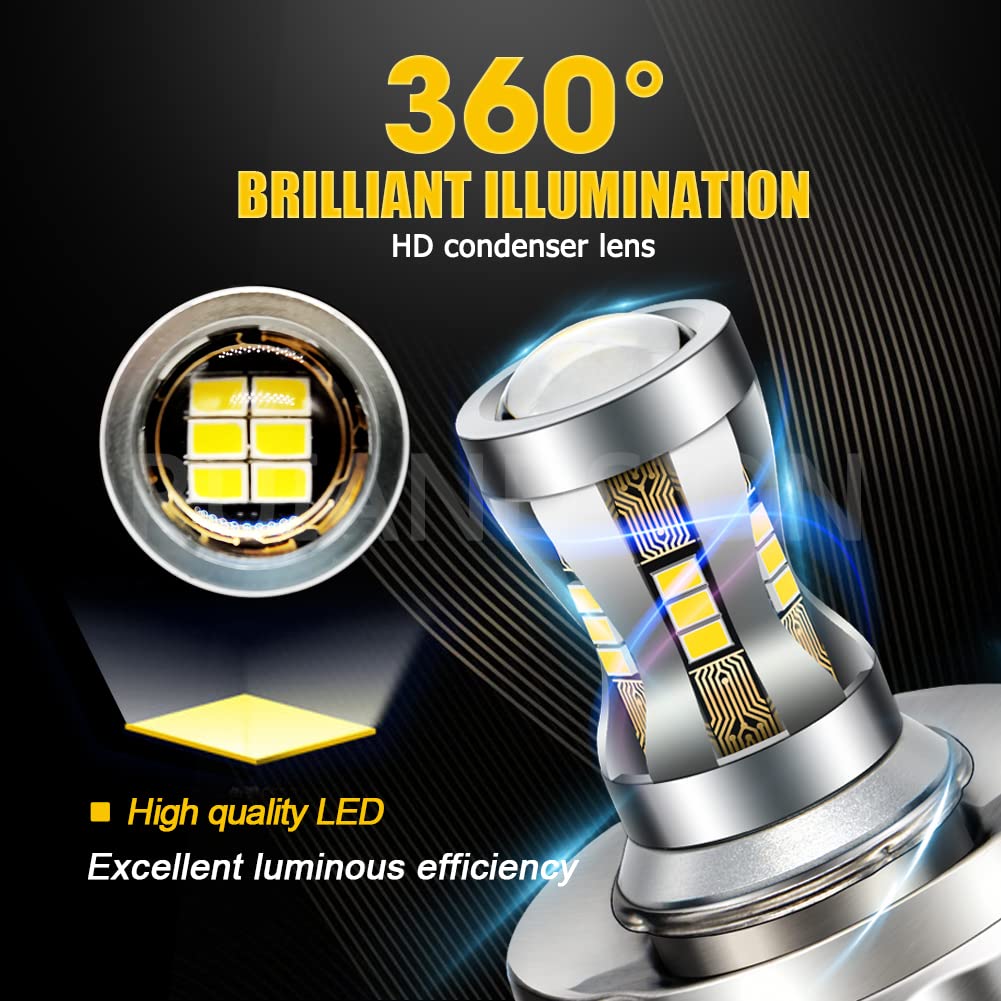 Ampoules LED P45T Pour Phare Moto - Lot De 2 - Blanc, 10-30V, Super Lumineuses, Faisceau Haut/bas