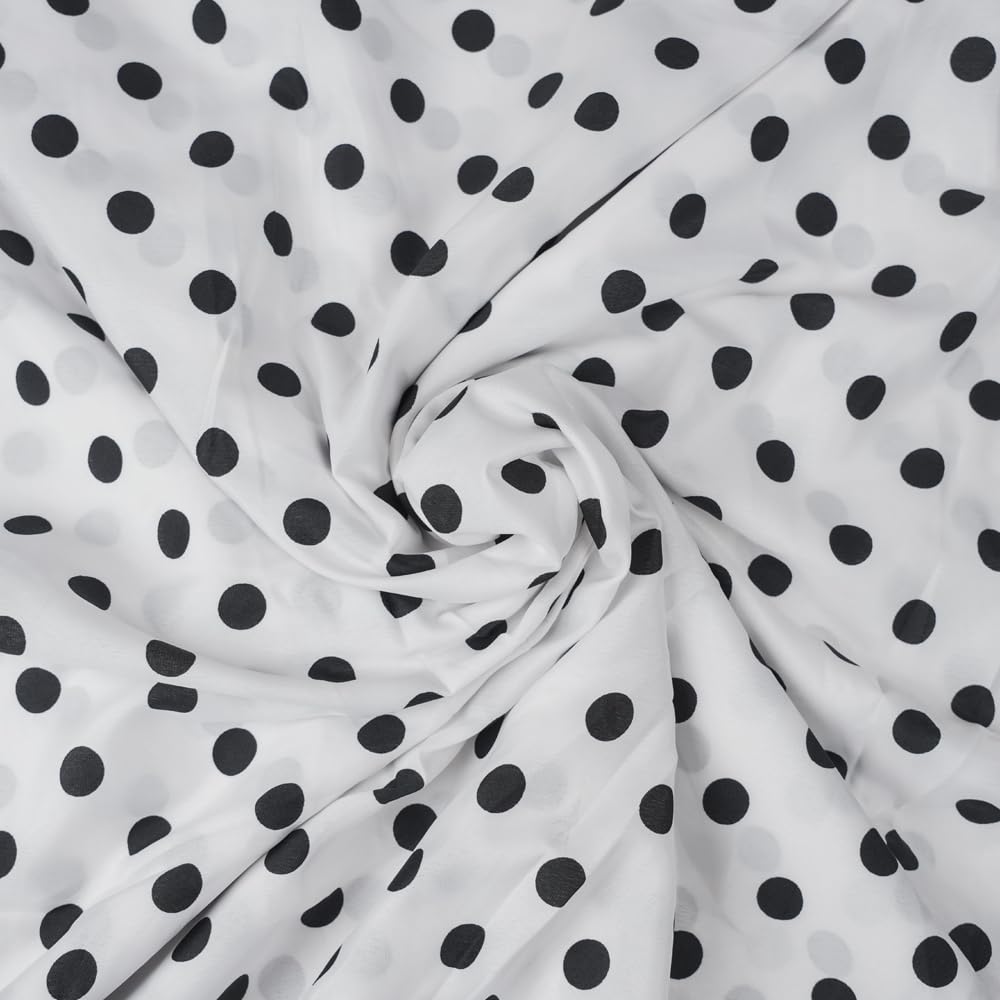 sutravi studio Polka Dot Printed Crepe Unstitched Fabric 5m-picture-21