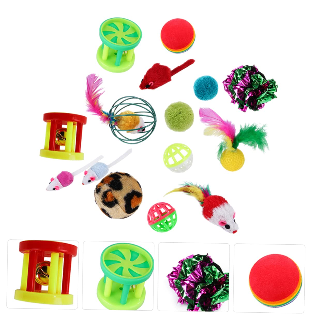DOITOOL 96stücke Teiliges Katzenspielzeug Federn Und Glöckchen Interaktive Spielzeuge Für Kätzchen Fördert Die Aktivität Jagdverhalten Für Drinnen Zufällig