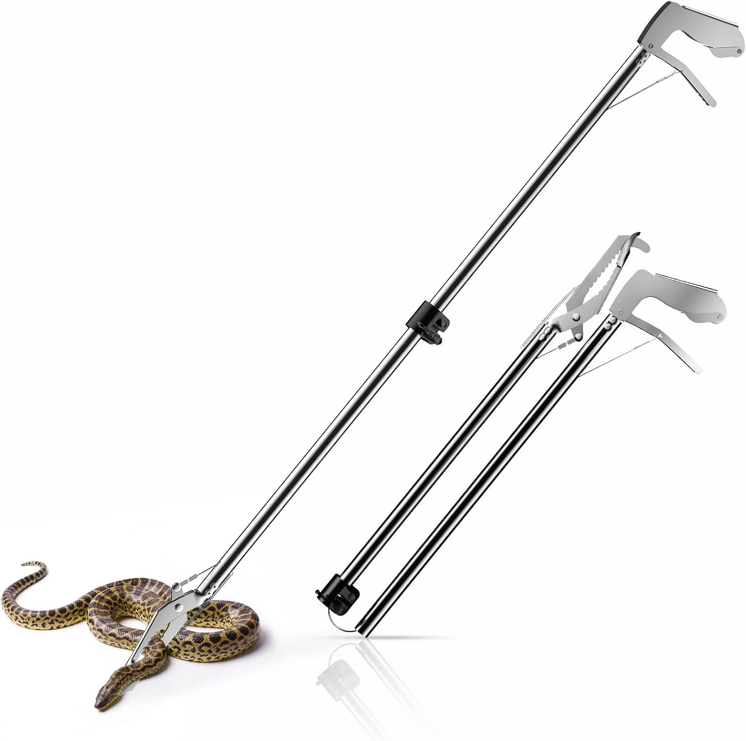 60“ Snake Tongs Collapsible Grabber，Professional Reptile Snake Catcher