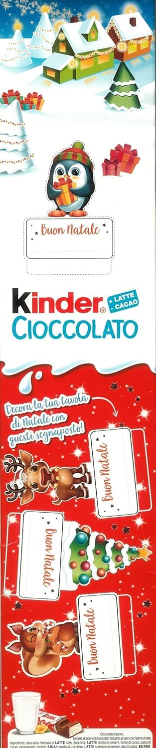6 chocolates infantiles de medio metro, 24 barras + 5 tarjetas de mesa para tu mesa de Navidad + Polpa italiana gourmet 400 g