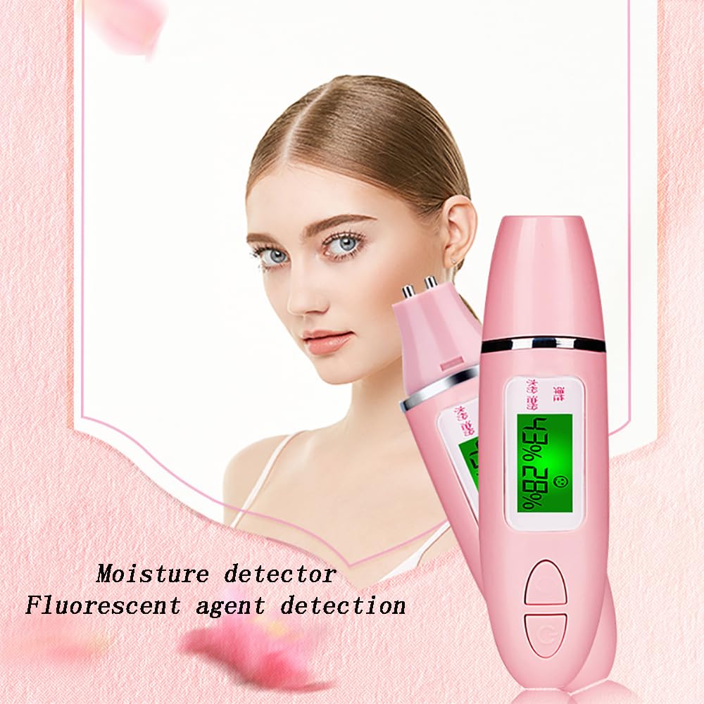 TsoLay Probador De Piel Facial, Probador De Aceite para La Piel con Pantalla LCD, Sonda Altamente Sensible, Prueba La Humedad, El Aceite Y El Fluorescente De La Piel, Fácil De Usar Y Transportar