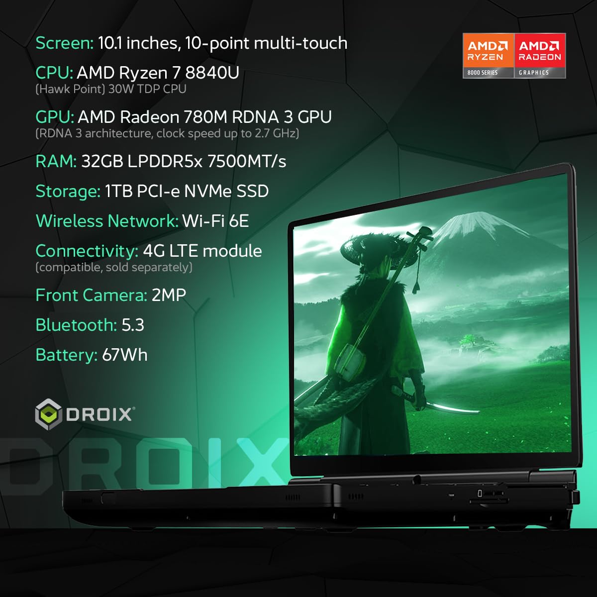 GPD PC portátil para jogos WIN MAX 2 2025 com AMD Ryzen 7 8840U