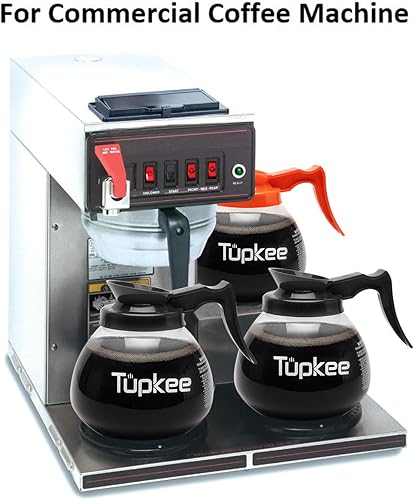Miniatura 6 de Tupkee Cafetera de repuesto de vidrio  Jarra de decantador de restaurante comercial resistente a los golpes, 64 onzas, 12 tazas, juego de 2  1 negro